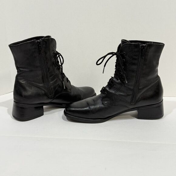 La Canadienne Leather Booties Black Womens Size 8 Lace Up & Zip Up - Picture 12 of 12